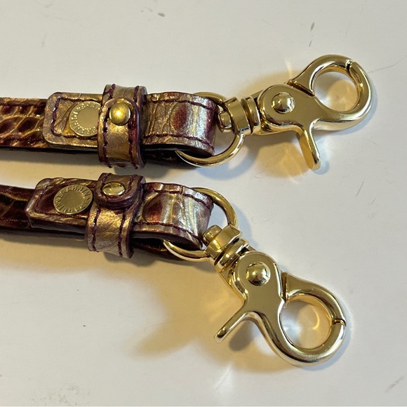 Brahmin handbag strap in croc-embossed leather Brown and Gold - Picture 13 of 14